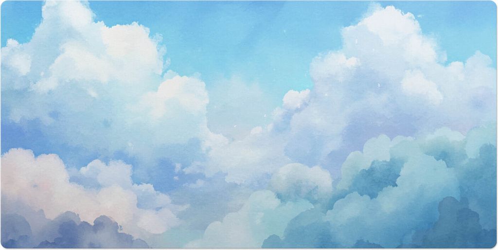 Bemalte Wolken– Schreibtischunterlage – Schreibtisch Tischunterlage – 120x60 cm – Unterlage Groß Schreibtischmatte