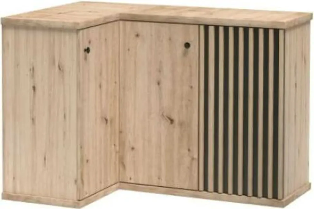 Commode d'angle Minio CALI 12 - Chêne Artisan et Noir pour Salon Moderne