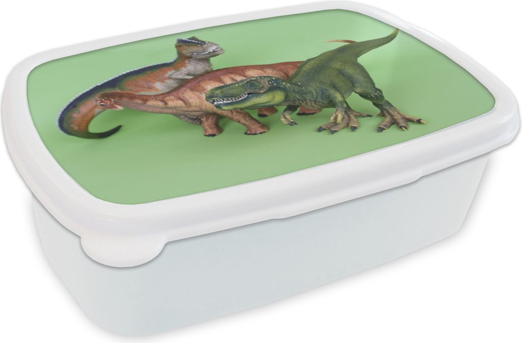 KitchenYeah Lunchbox Brotzeit Brotdose 17x11 cm Dinosaurier Spielzeug - Dino - Grün Kinder Brotzeitdose - Lunch Box - Kinder - Sandwich-Box - Sc...