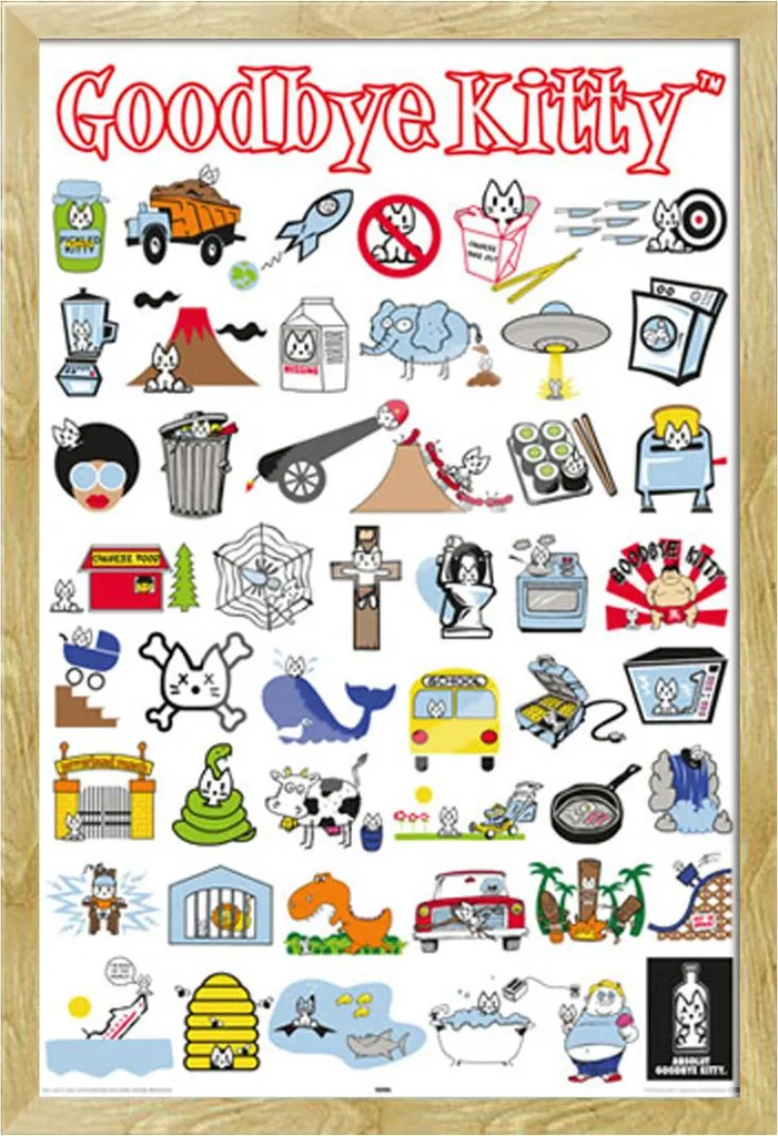 Poster Artistico Goodbye Kitty Compilation + Cornice Shinsuke Faggio