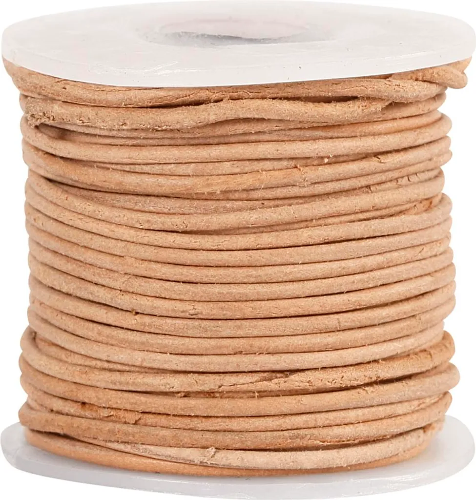 Cordon cuir 1mm robuste pour réparation et création bijoux - 10m naturel