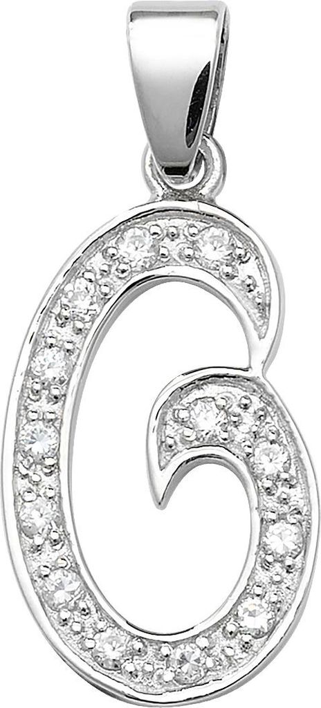 Eleganter 925 Sterling Silber Buchstaben / Initiale Damen - Anhänger mit Zirkonia; TRS35304LTO
