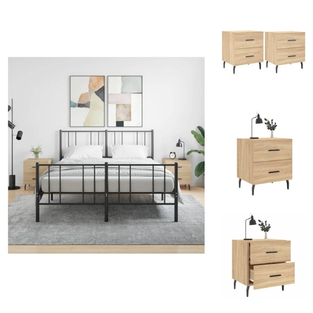 vidaXL Nachttische 2 Stk. Sonoma-Eiche 40x35x47,5 cm Holzwerkstoff - Nachttische