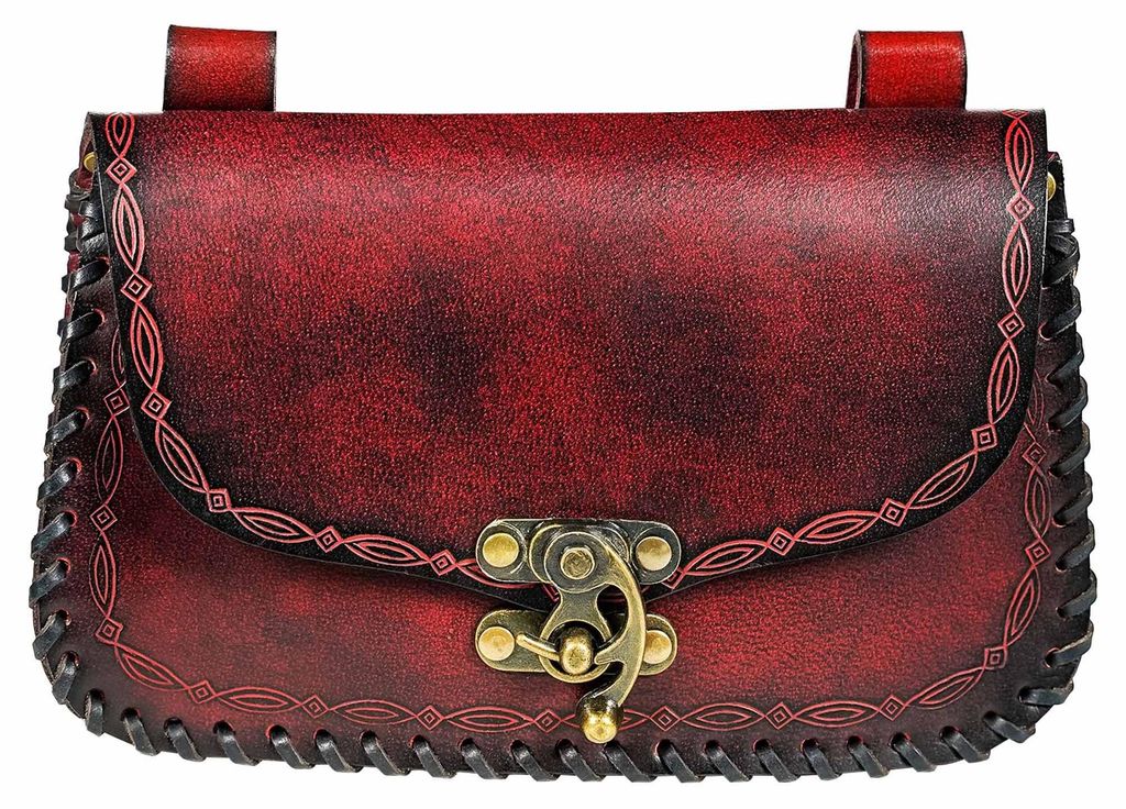 Gürteltasche aus Leder mit Flechtrand "Aelindra" - Rotbraun Produktbild 