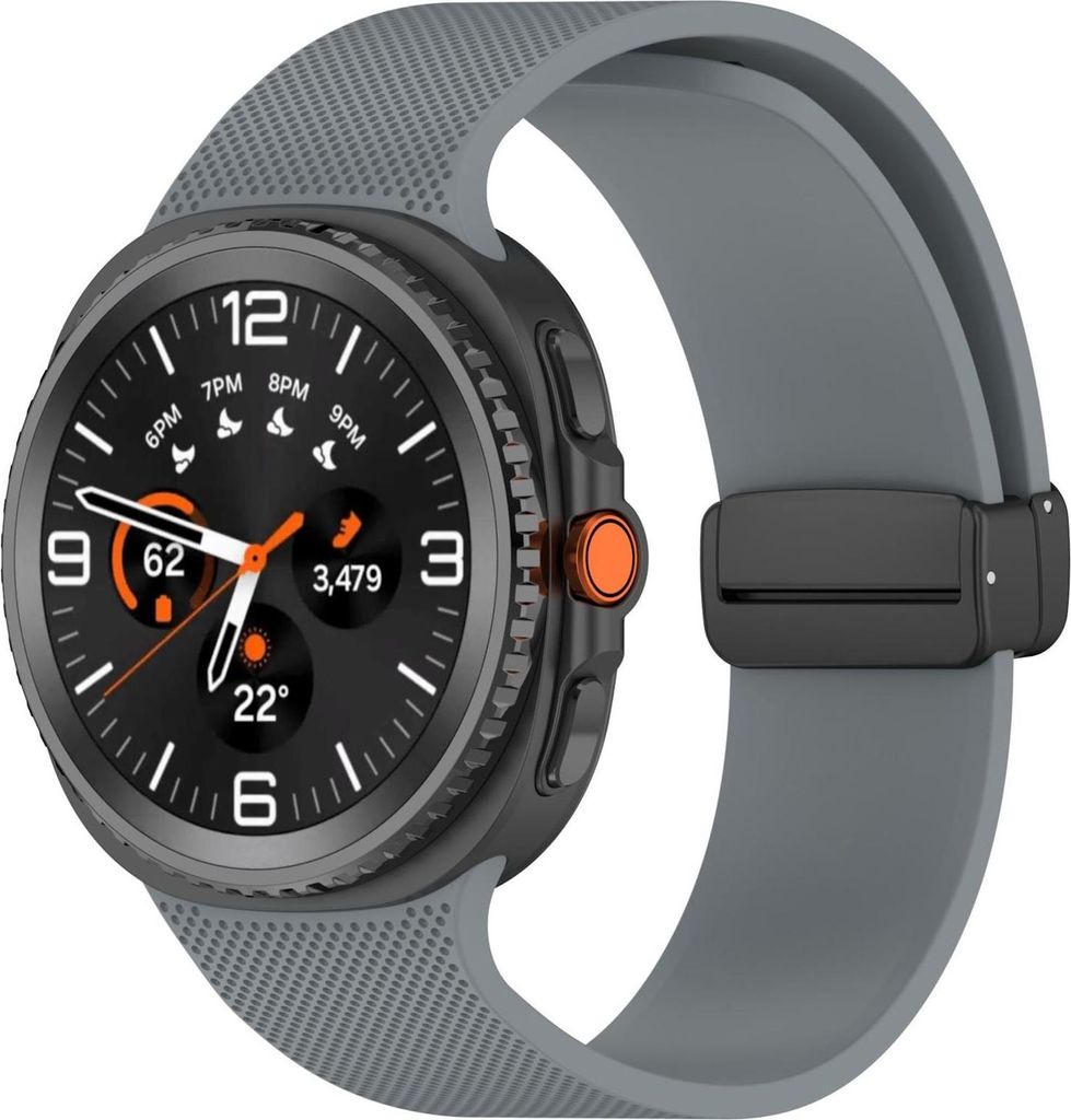 Silikon Armband mit Magnetverschluss für Samsung Galaxy Watch 8 / 8 Classic Karo Design Dunkelgrau