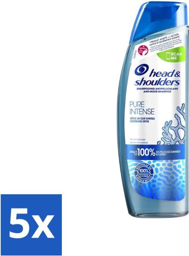 Head & Shoulders - Anti-Schuppen-Shampoo - Pure Intense - Kopfhaut-Entgiftung - 250 ml - Vorteilspack - 5 Stücke