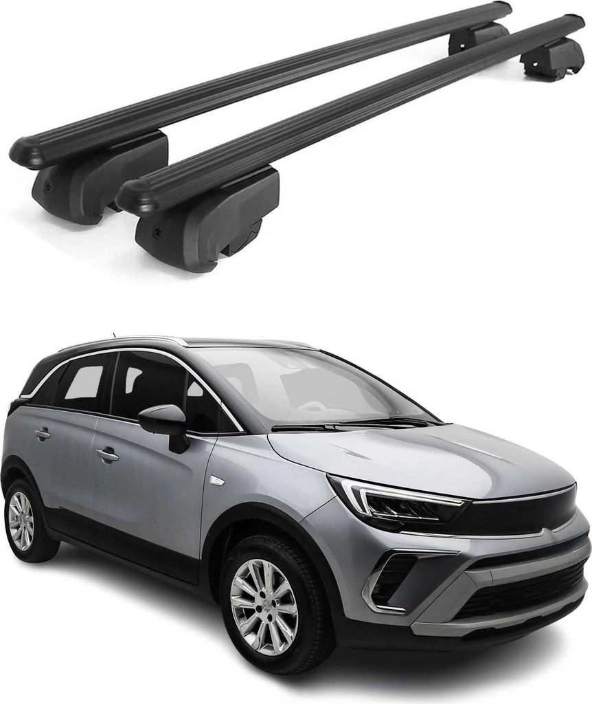 Dachträger Gepäckträger für Opel Crossland X 2017-2023 ABE Aluminium Schwarz