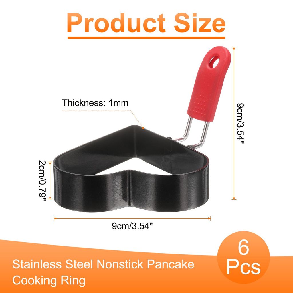 6 Stš¹ck Herzform Spiegeleiformen 9cm Form PancakeAntihaftbeschichtung mit Silikon-Klappgrifffš¹r Spiegeleier Sandwiches Pfannkuchen Hackbraten...