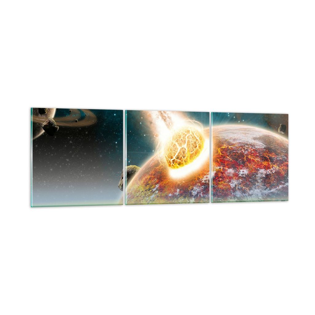 Bilder auf glas - Raum Erde Planet Komet - 90x30cm - Glasbilder - Wandbilder - Kunstdruck - zum Aufhängen bereit - Wanddekoration aus Glas - Glas ...