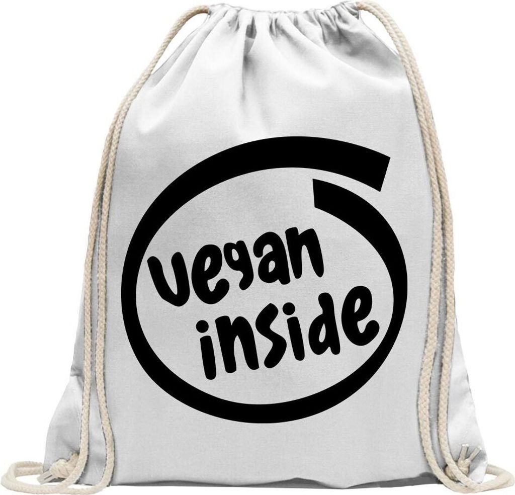 Kiwistar - Turnbeutel - weiss - vegan inside - Fun Rucksack Sport Beutel Gymsack Baumwolle mit Ziehgurt