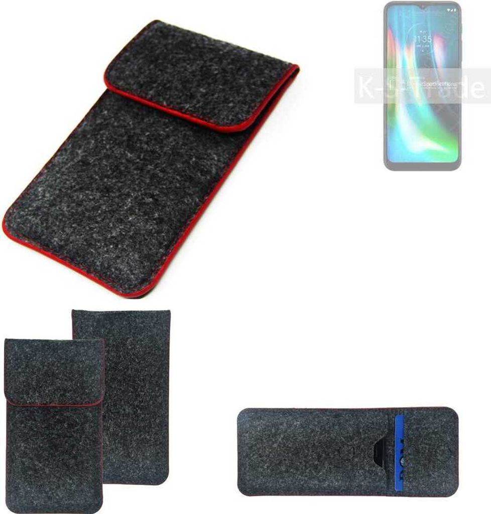 K-S-Trade Handy Schutz Hülle kompatibel mit Motorola Moto G9 Play Schutzhülle Handyhülle Filztasche Pouch Tasche Case Sleeve Filzhülle dunkelgrau