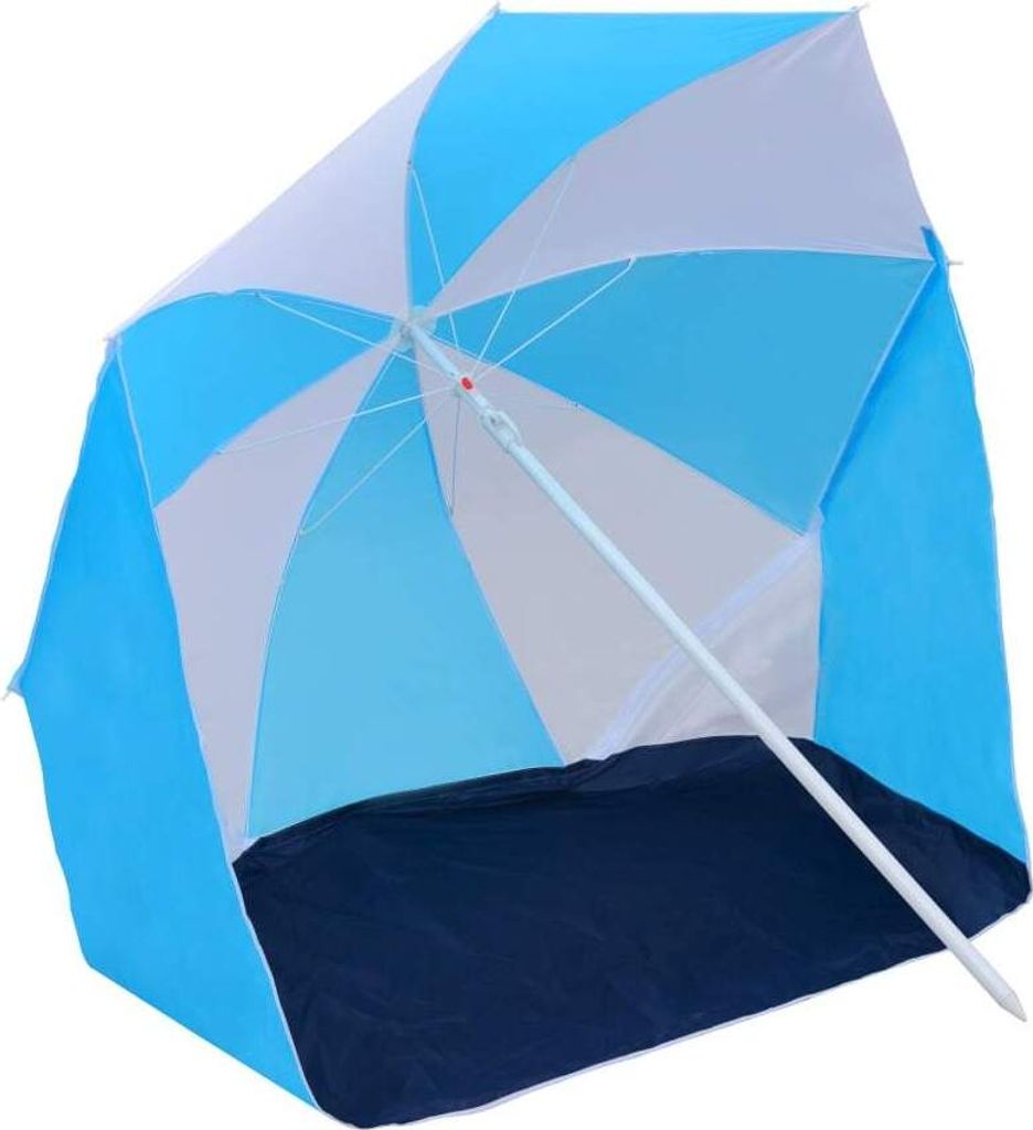 vidaXL Strandschirm-Windschutz Blau und Weiß 180 cm Stoff