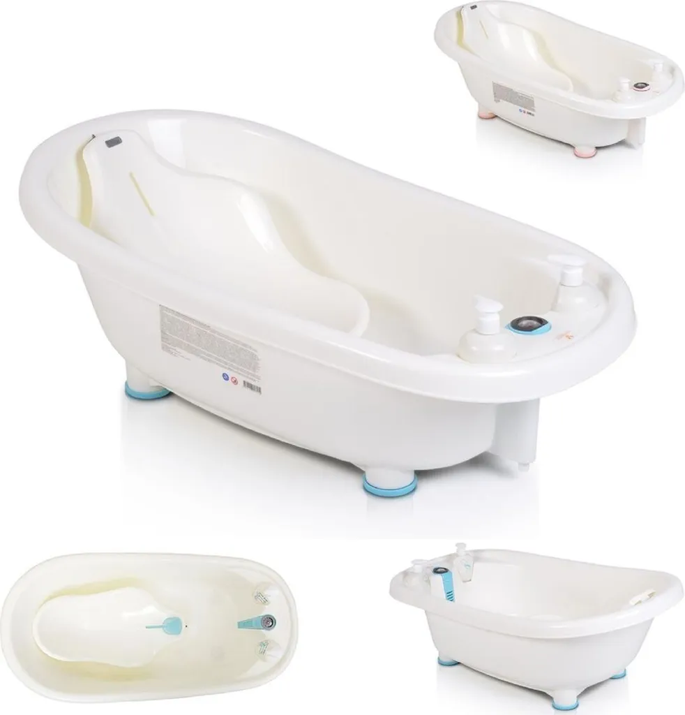 Bain de bébé sécurisé Bubble bleu avec siège et thermomètre de bain