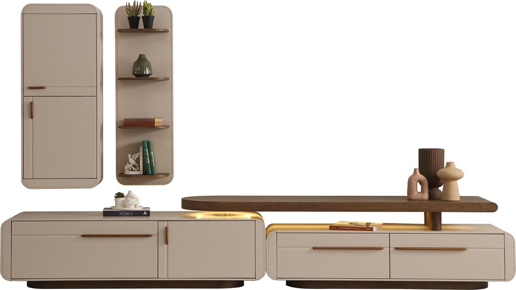 Modernes Beiges TV-Set 2x Lowboards Designer TV-Regal
