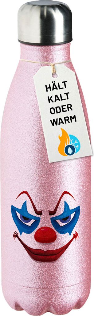 Huuraa Trinkflasche Horrorclown Halloween 500ml Pink Edelstahl Wasserflasche Trinkflasche Geschenkidee