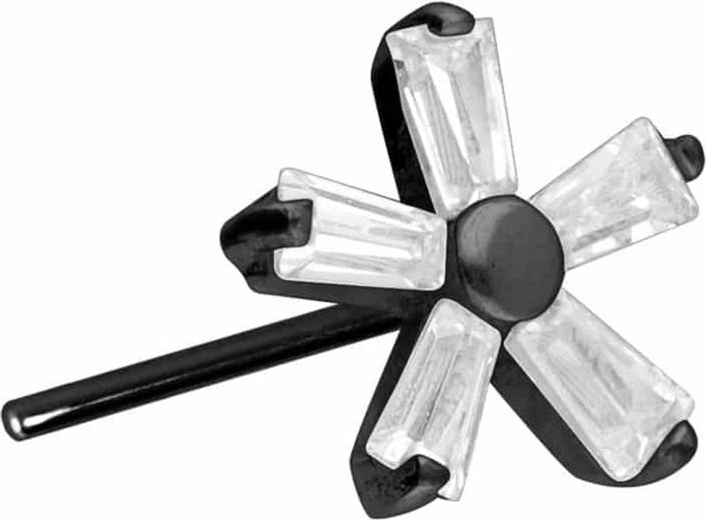 Piercing-Zubehör Titan Aufsatz mit Push Pin KRISTALLBLUME