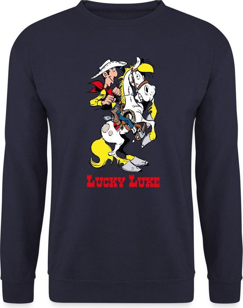 Spreadshirt Lucky Luke mit Pferd Jolly Jumper Uni Pullover, XL, Navy