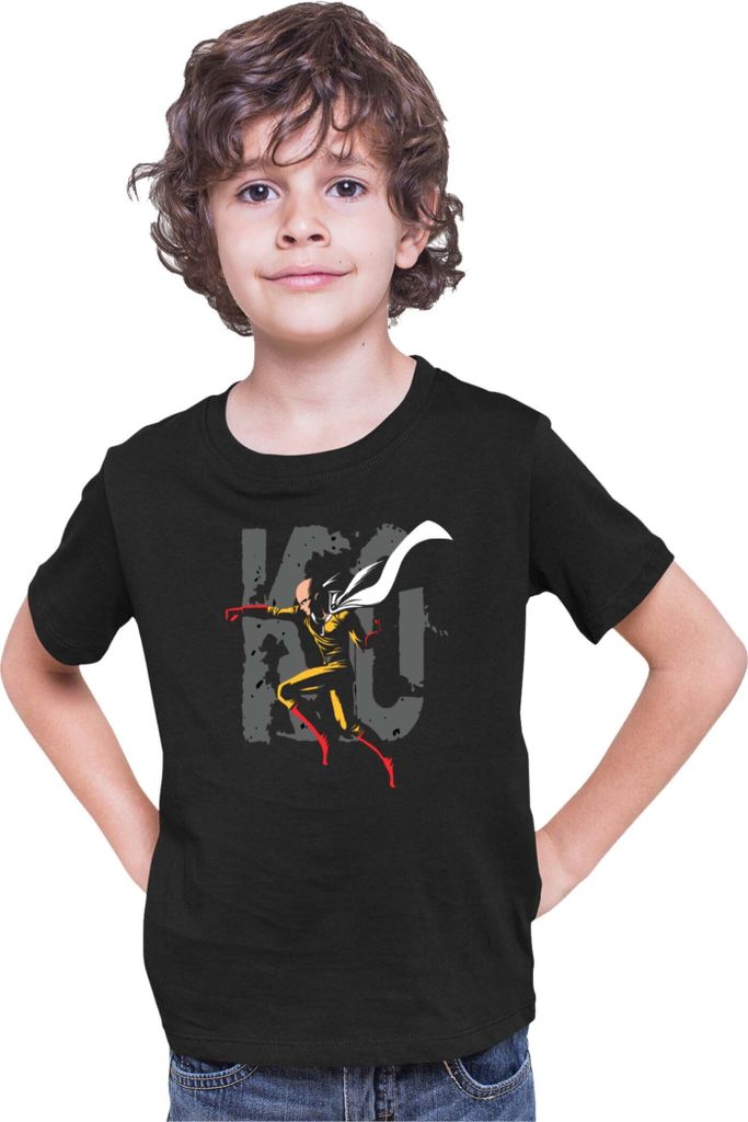 Kinder T-Shirt Japan Anime Manga One manga Punch Anime Man Saitama 02 Saitama Punch, 7-8 Jahr - 128 / Schwarz