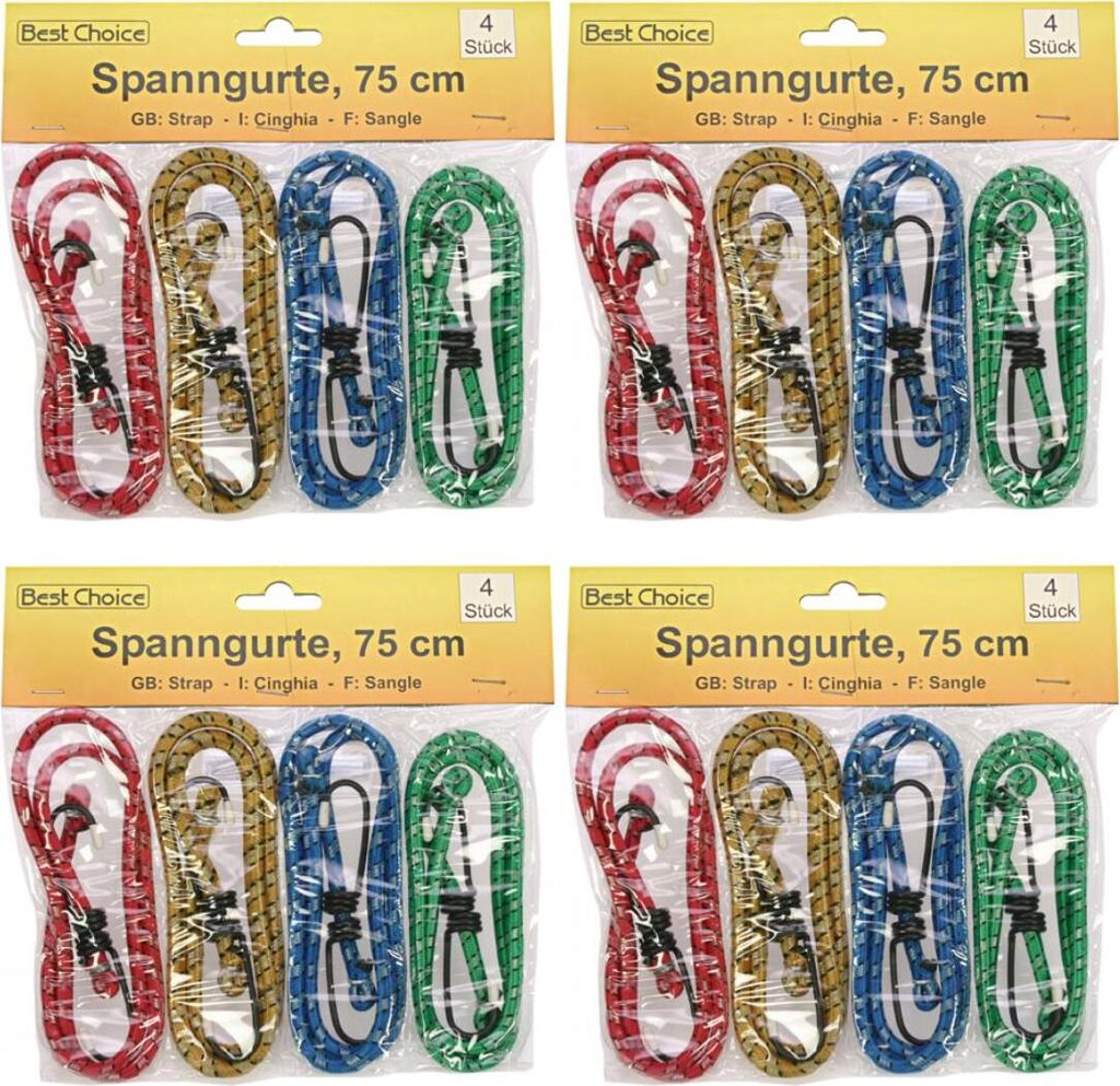 4 x Spanngurte 4er je 75cm 4 Farben sortiert rot gelb blau Produktbild 
