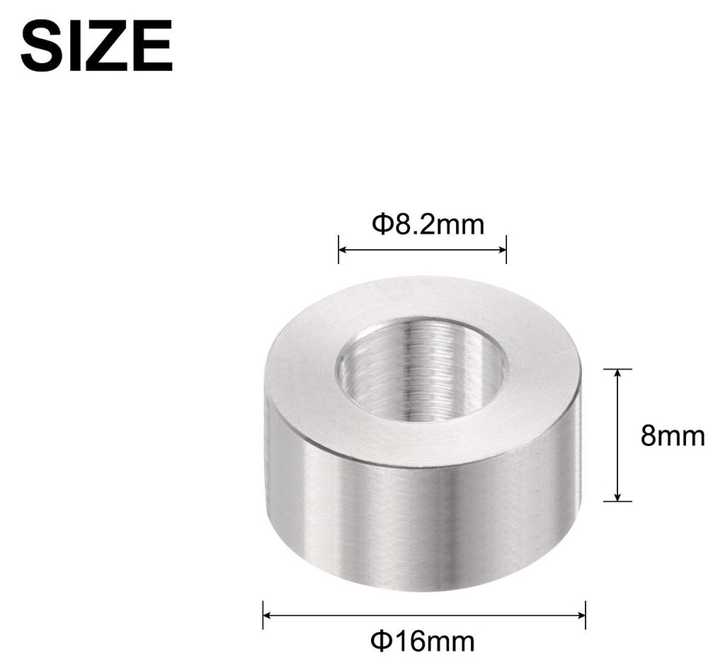 12 Stš¹ck Edelstahl-Abstandshalter 8,2 mm Bohrung x 16 mm Au?endurchmesser x 8 mm L?nge Schraubenbuchse Blankes Finish Runder Metall-Distanzhš¹...