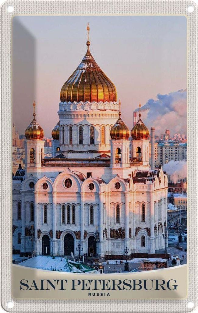 vianmo Blechschild 30x20 cm Saint Petersburg Kirche goldener Dach Bildmotiv Reisemotiv Abenteuer Reisen Urlaub