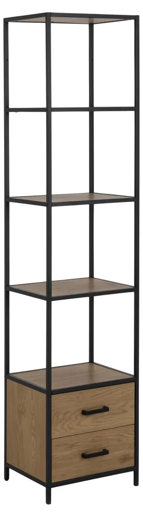 Étagère Sea Rangement Gain de Place 3 Tablettes 2 Tiroirs Bois Noir
