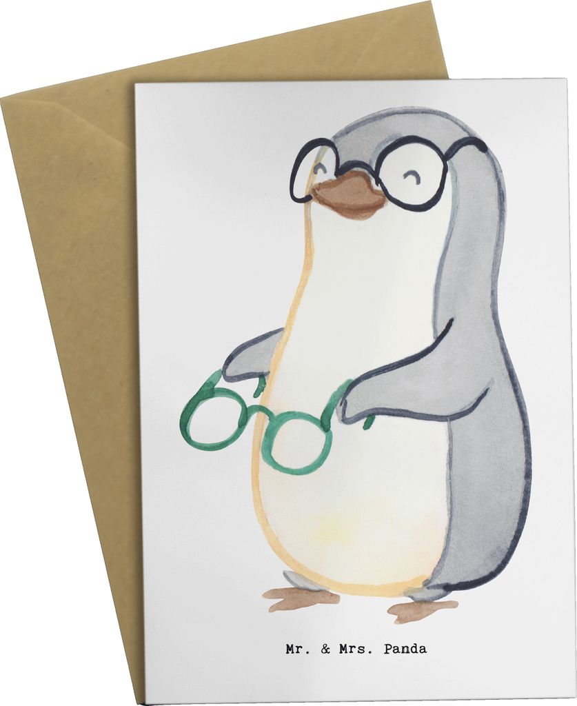 Mr. & Mrs. Panda Grußkarte Augenoptiker Herz - Weiß - Geschenk, hochzeitskarten, osterkarten, weihnachtskarten, Optiker, Brille, Optometrist, Er...