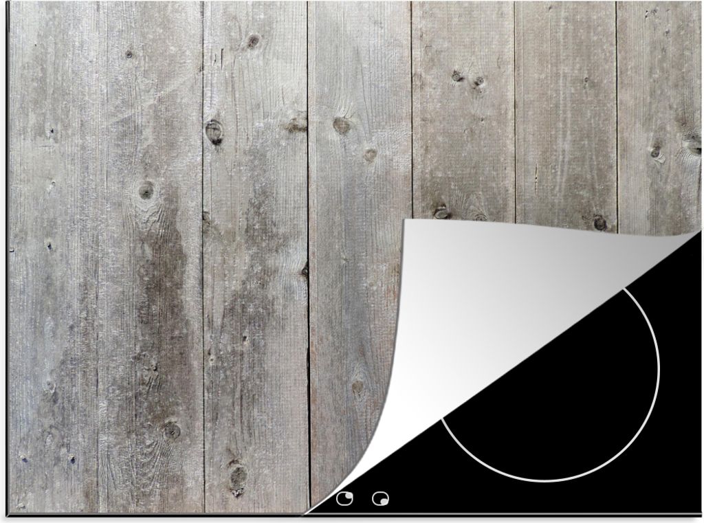 KitchenYeah Herdabdeckplatte Regale - Grau - Holz , 70x52cm, Küche Deko, Glaskeramikfeld Herdabdeckung, Abdeckplatte fùr Kochfeld