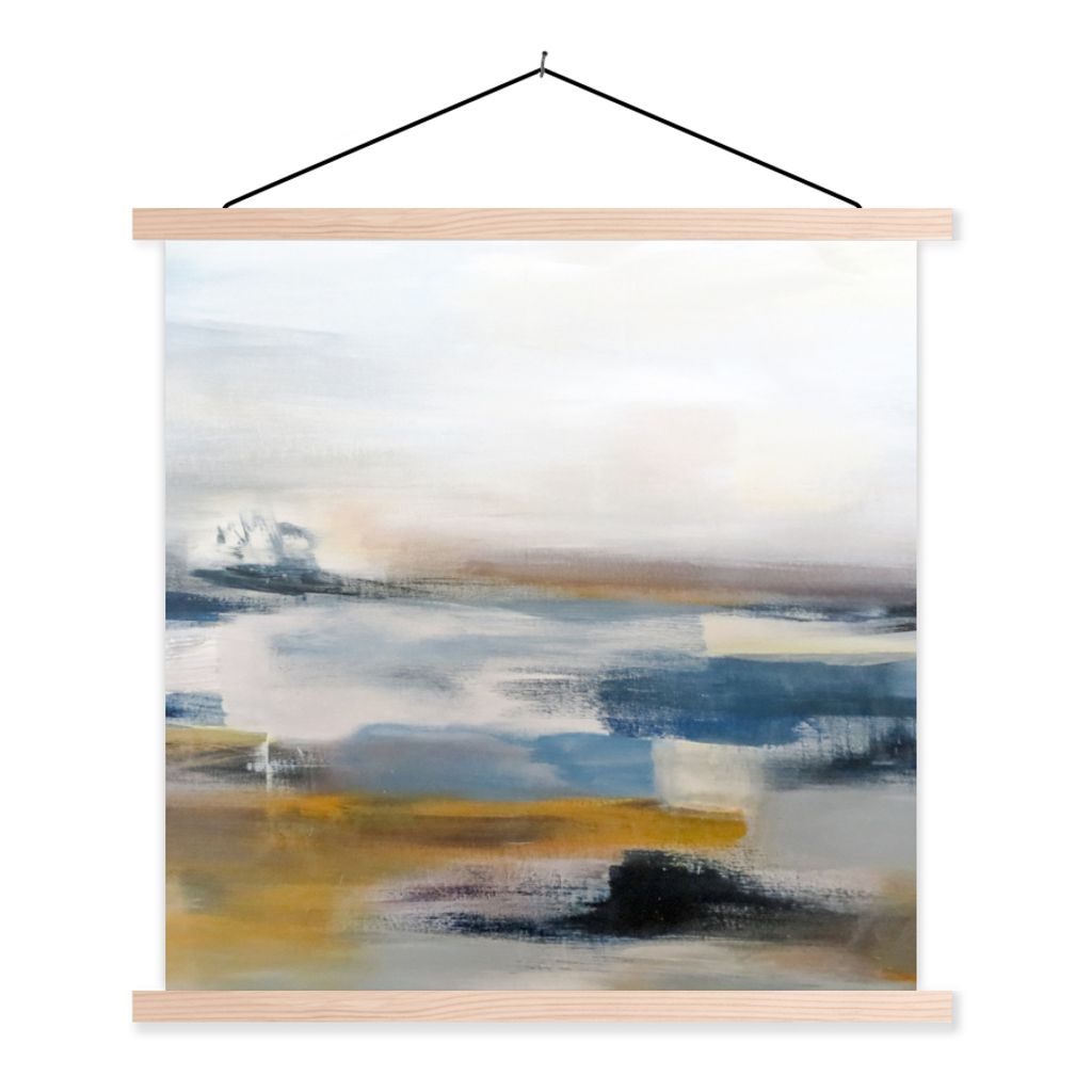 MuchoWow Textilposter Ölgemälde - Abstrakt 60x60 cm mit holzfarbenen Rahmen - Wanddekoration