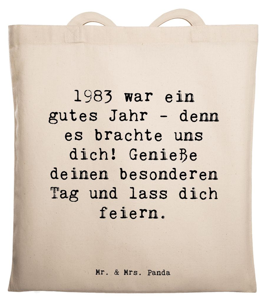 Mr. & Mrs. Panda Tote Bag Spruch 1983 Geburtstag - Weiß - Geschenk, Tasche, Stoffbeutel, brachte uns dich, Jutebeutel, Laptoptasche, Uni, Glückwu...