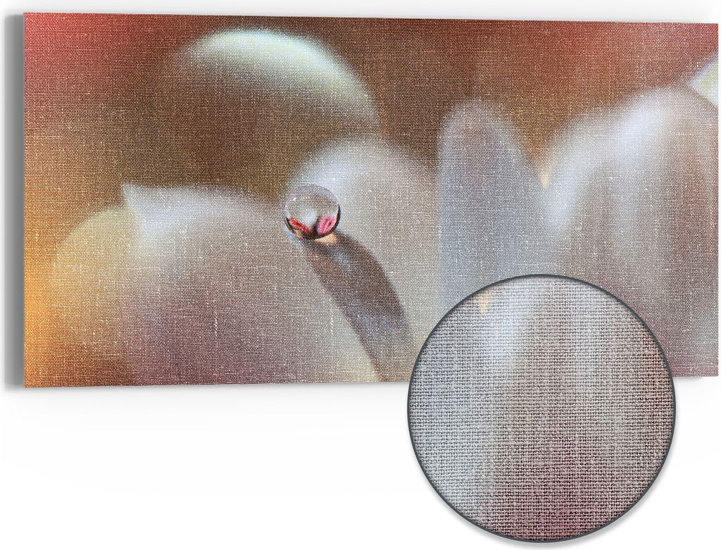 DEQORI Hybrid Leinwand Bild 60x30 cm 'Tropfen der Stille' Wandbild Glas flach modern