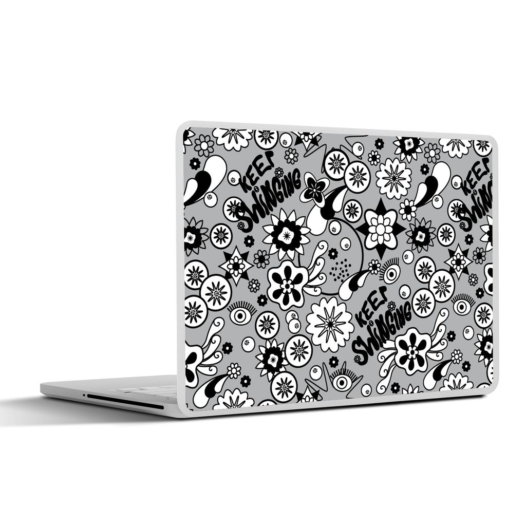 MuchoWow Laptop Aufkleber Sticker Cover Blumen - Muster - Zitate 25x18 cm - Laptop-Deko