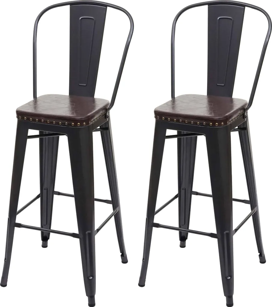 Tabouret de bar confortable et robuste en métal lot de 2 HWC-H10c