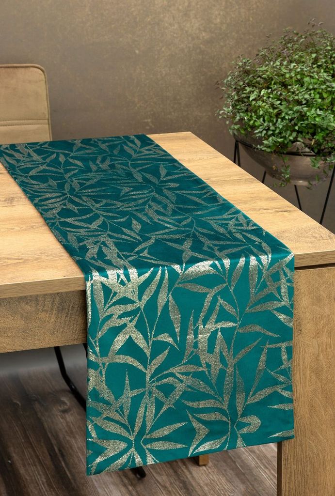 Festliche Tischdecke Tischdekoration BLINK 15 35x220 cm dunkeltürkis VELVET