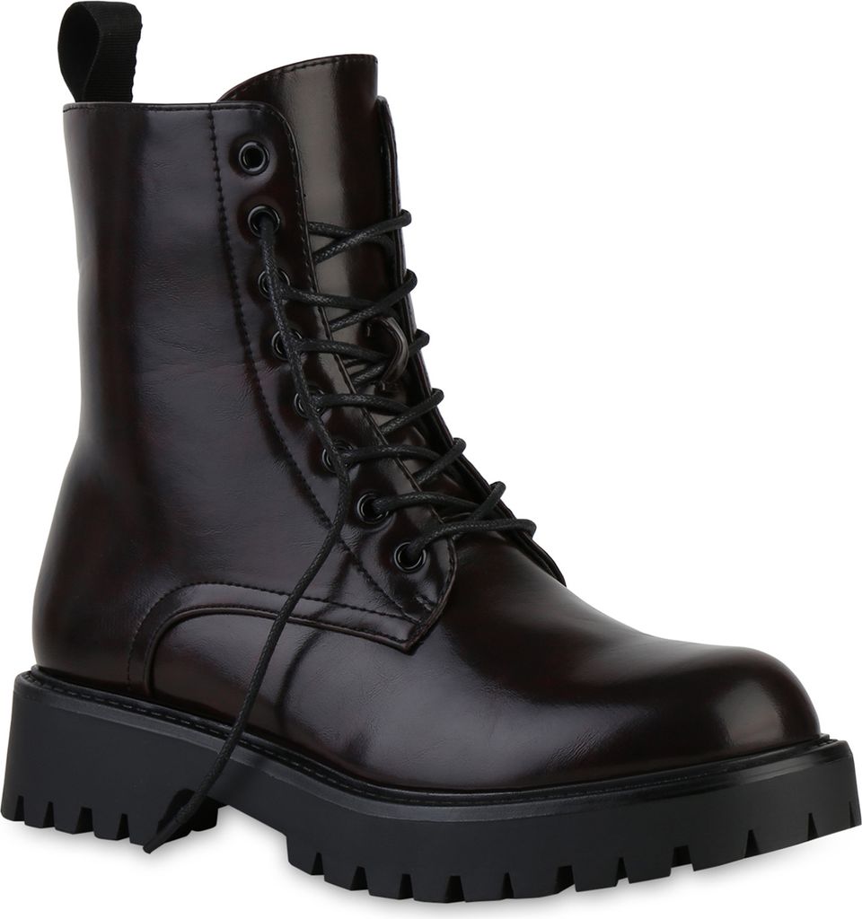 VAN HILL Damen Leicht Gefütterte Schnürstiefeletten Stiefeletten Schuhe 841325, Farbe: Dunkelrot, Größe: 38