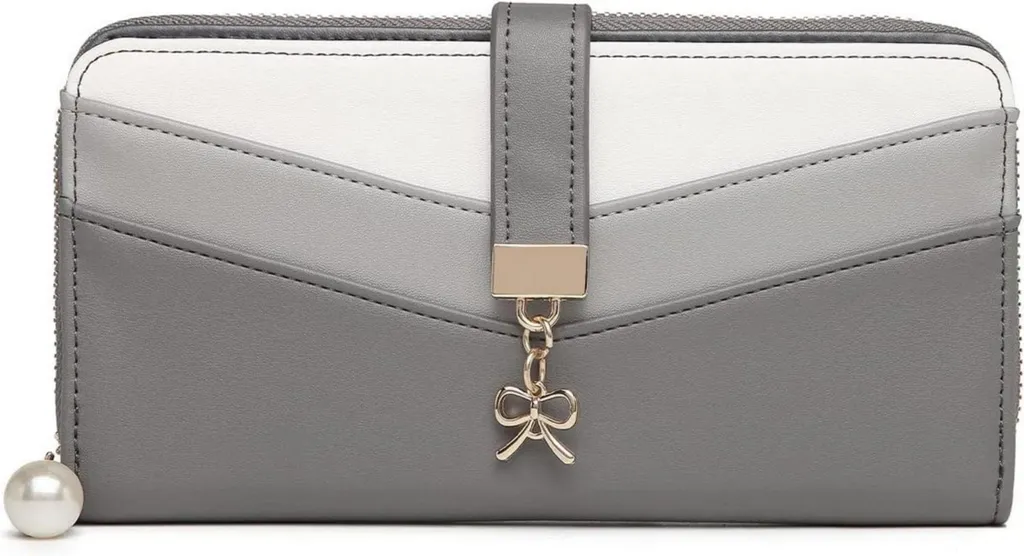 Miss Lulu Portefeuille Femme Gris-1 Design en V Colorblock Chic