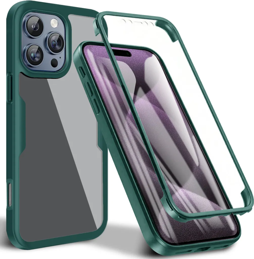 Cover iPhone 16 Pro Max 360 Verde Militare: Antishock con Vetro