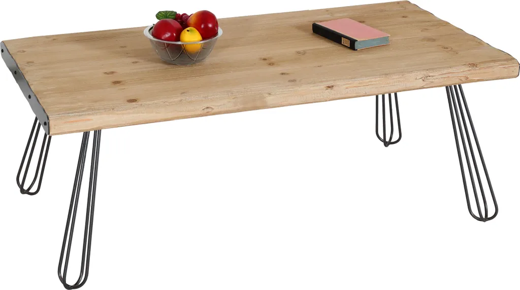 Grande table basse 120x60cm pour salon moderne, bois massif et naturel