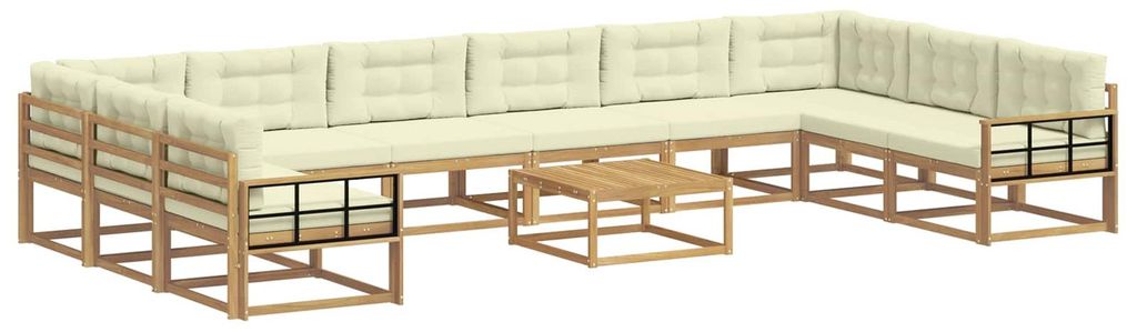 vidaXL Outdoor-Sofagarnitur mit Kissen 11 pcs Weiß und Creme