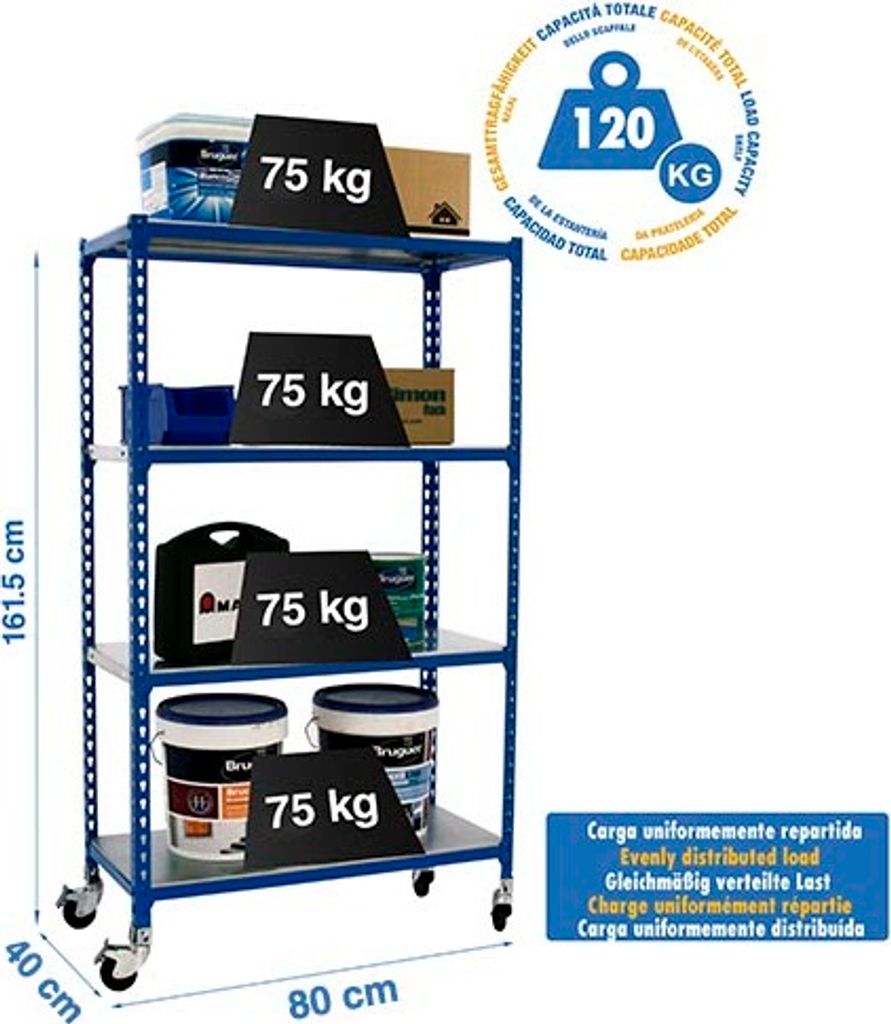 SIMONCLICK MOBILE MINI 4/400 1500 BLAU/GALVA Metallregal
