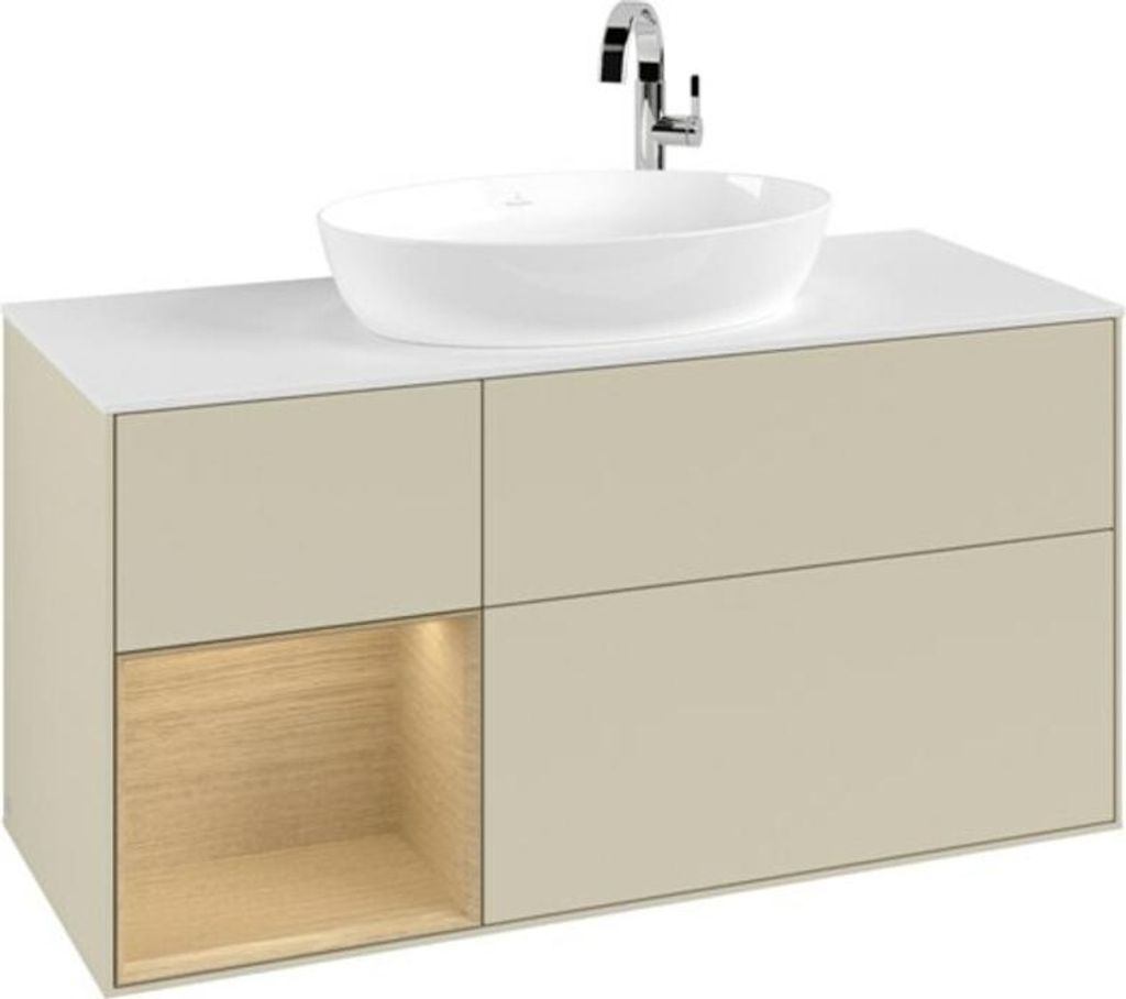 V&B Waschtischunterschrank Finion 120cm, Pl wh. m, Reg Oa ven, si Gr m Lac