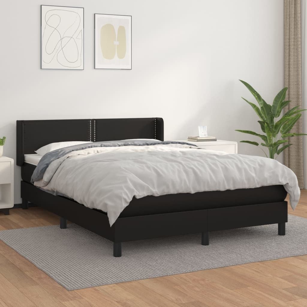 Maison Exclusive - Boxspringbett mit Matratze Schwarz 140x190 cm Kunstleder