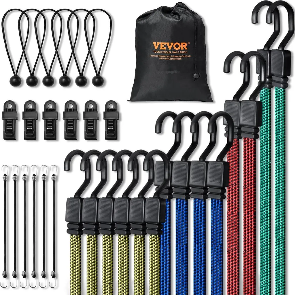 Sandows plats robustes de 17 mm : Lot de 32 sangles élastiques de maintien