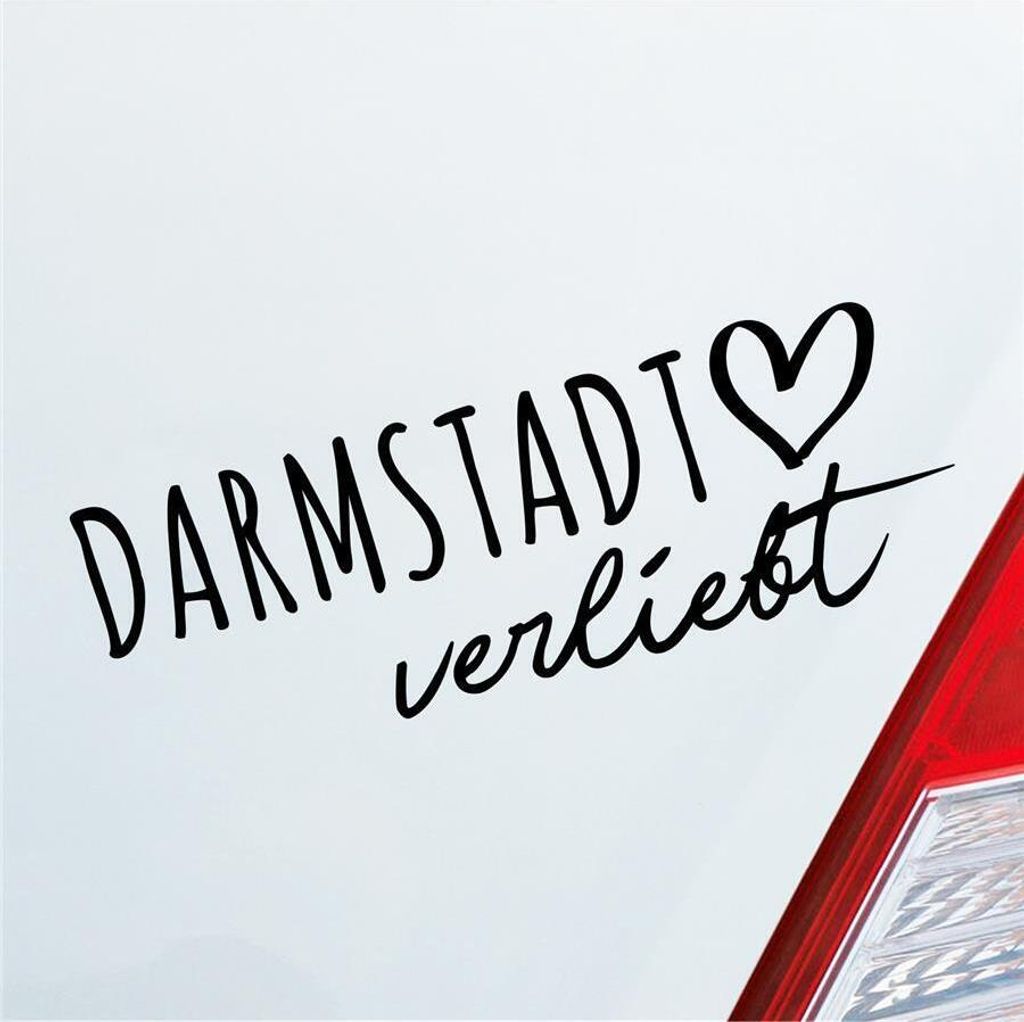 Auto Aufkleber Darmstadt verliebt Herz Stadt Heimat Liebe Car 19x7 cm Schwarz Matt Sticker Heckscheibenaufkleber