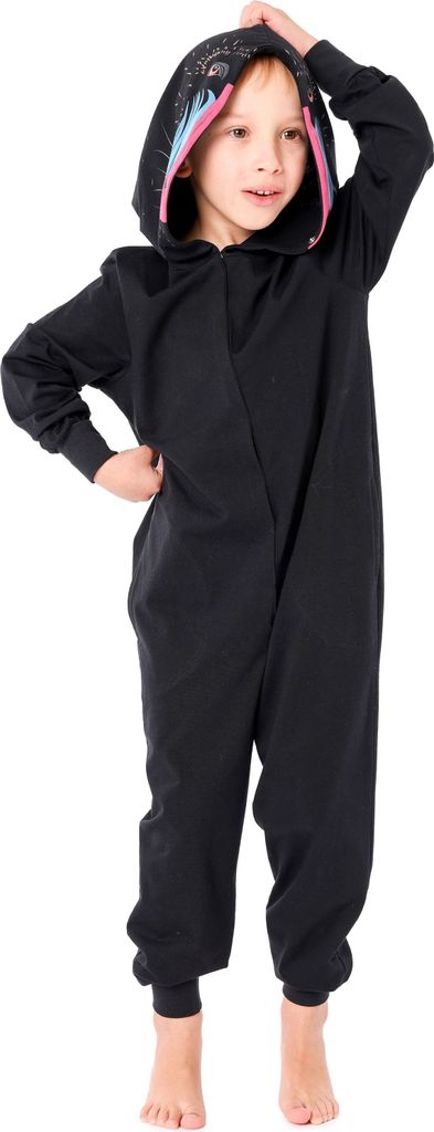 Ladeheid Kinder Mädchen Jungen Schlafoverall Tierkostüm Jumpsuit bunt Tiermotiv Verkleidung LA40-232 (Schwarz Pavian, 110-116)