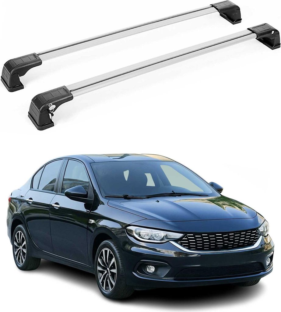 Dachträger Grundtäger für Fiat Tipo Limo 2015-2025 75kg Aluminium Schwarz 2 tlg