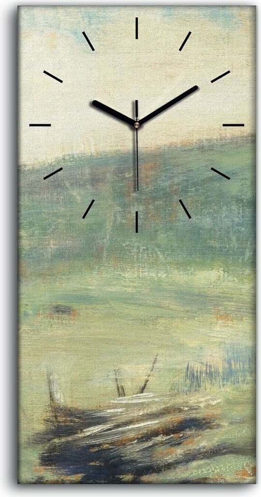 Wandbild Leinwand Bilder mit Uhr Geräuschlos 30x60 Landschaft in Saint Ouen - schwarze Hände