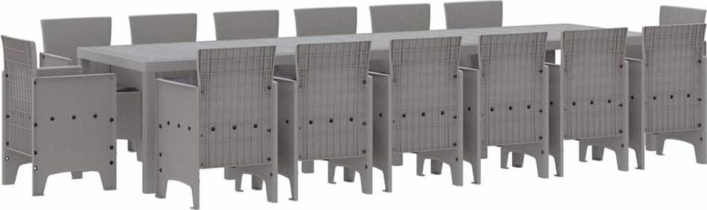 Garten Essgruppe 15 pcs Hellgrau Polt Rattan