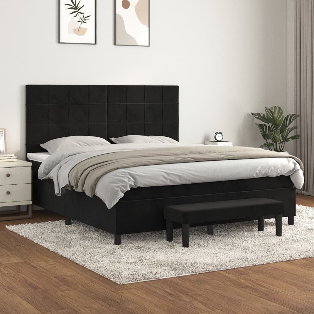 Maison Exclusive - Boxspringbett mit Matratze Schwarz 160x200 cm Samt
