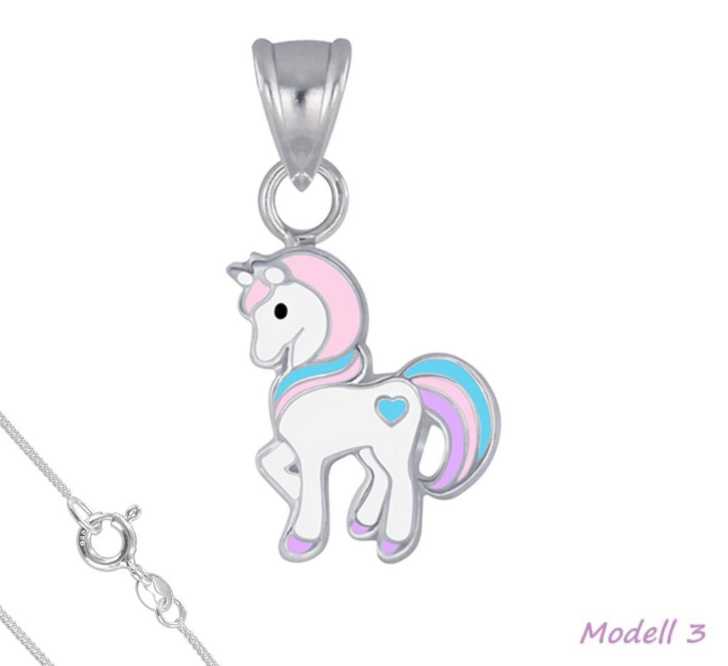 Kinderkette Silber 925 Kette: Einhorn Anhänger Halskette Produktbild 